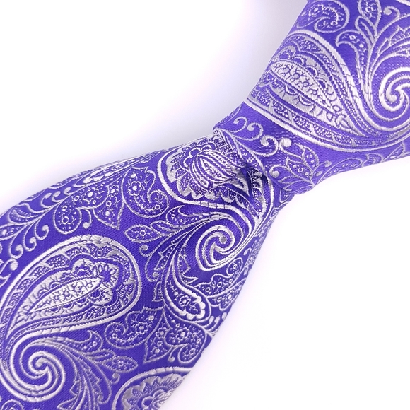ETON Violet Paisley Jacquard Silk Tie - 3" W
